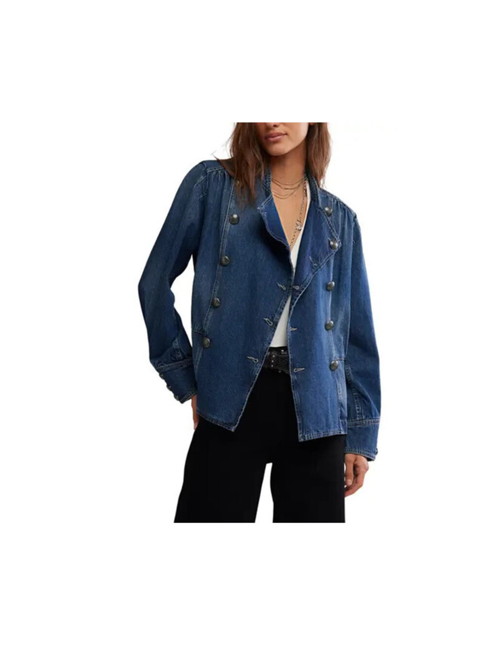 NEW, Free people Imogene Double Breasted Denim Jacket size XS #SJ2590